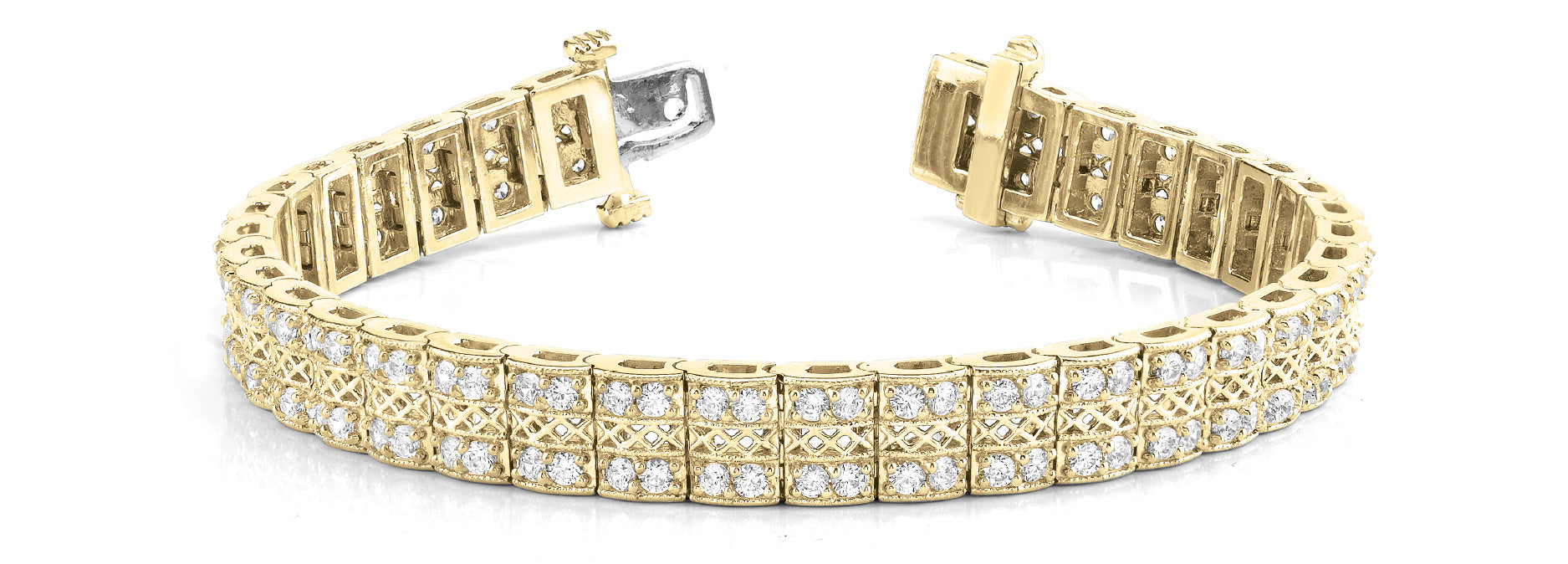 14K Yellow Gold Diamond Multi Row Bracelet