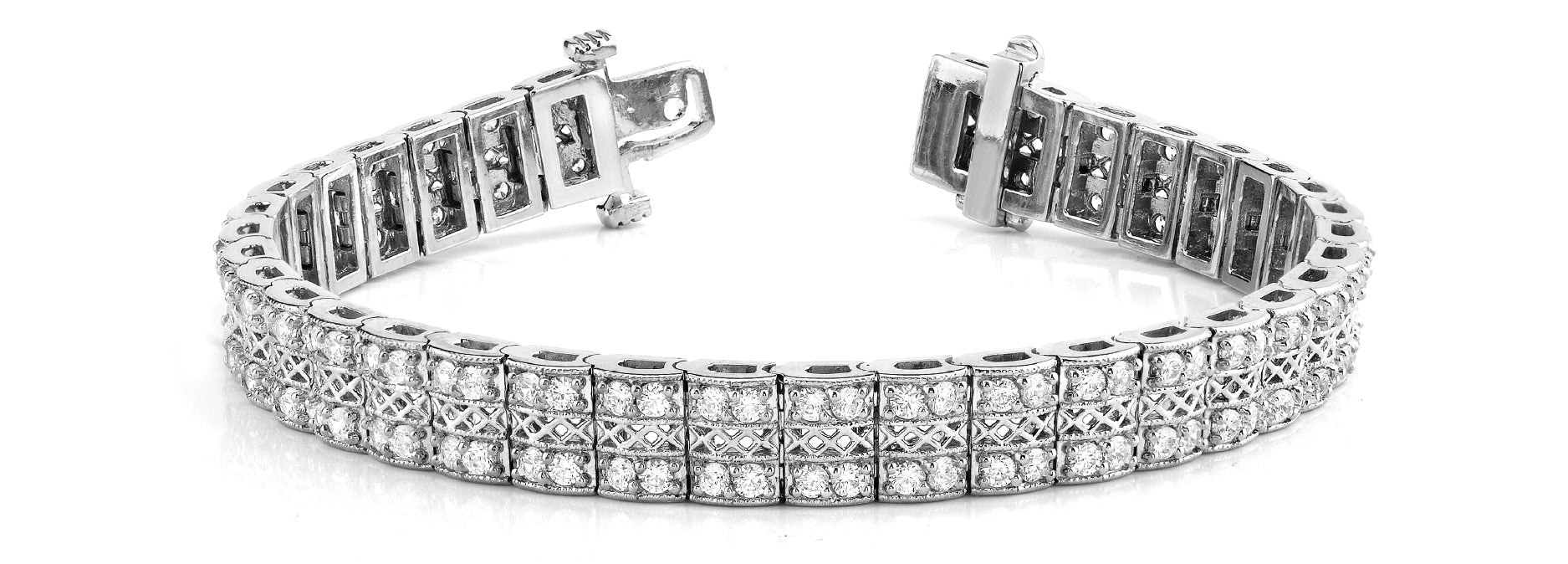 18K White Gold Lab Diamond Multi-Row Tennis Bracelet