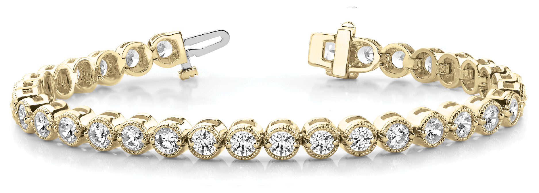 14K Yellow Gold Diamond In-Line Tennis Bracelet