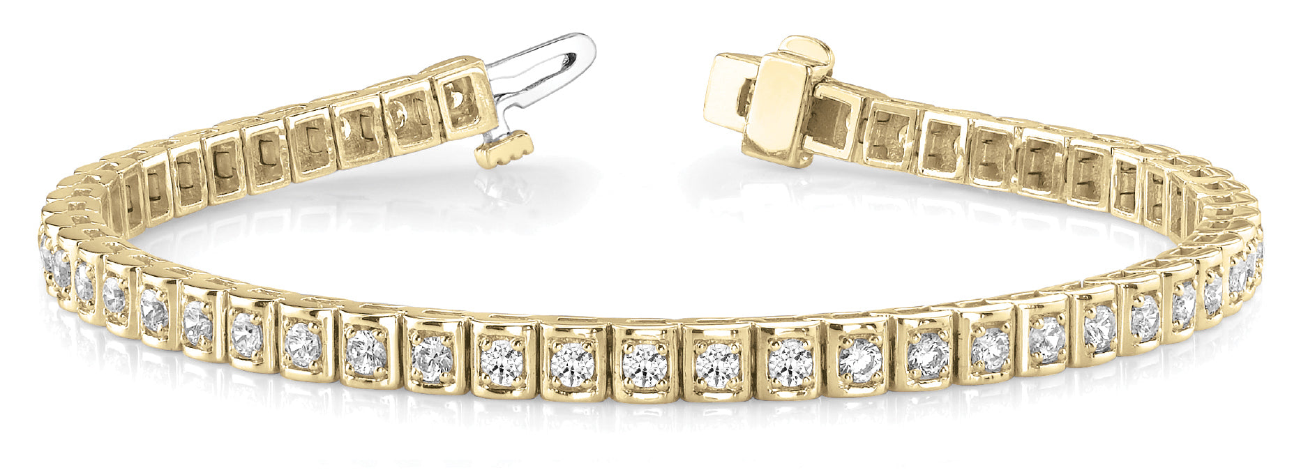 Yellow Gold Lab Diamond In-Line Tennis Bracelet