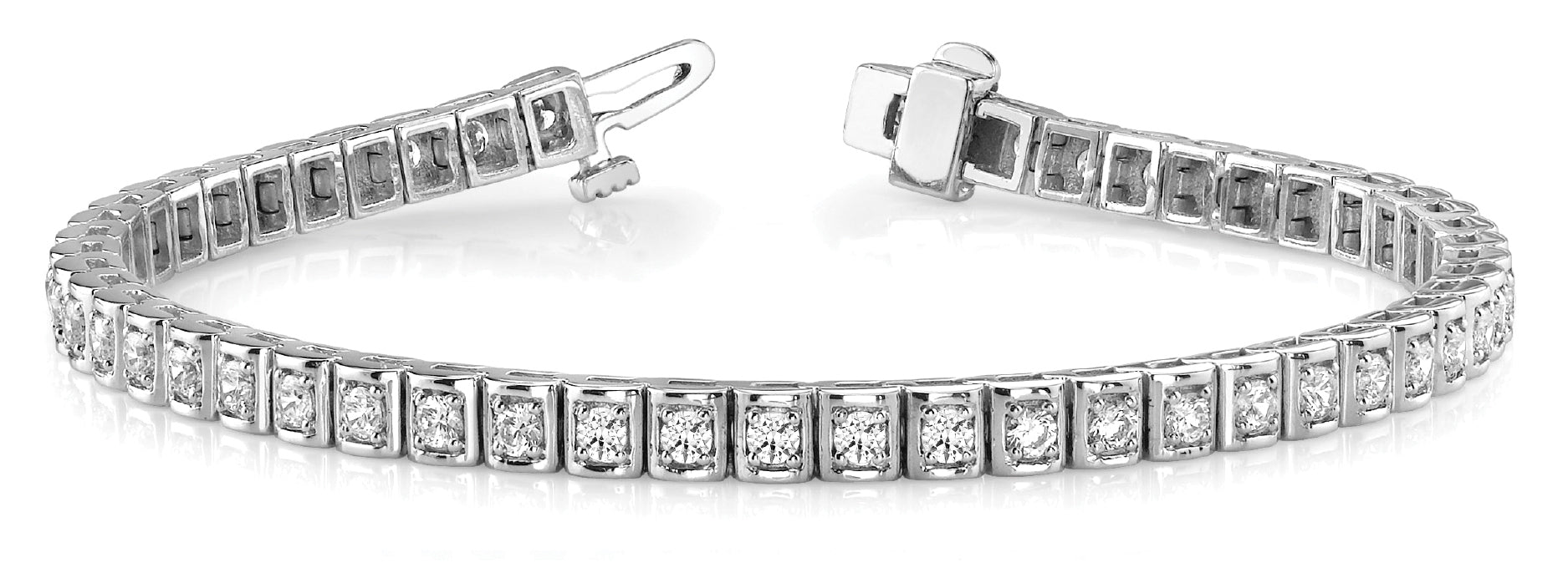 White Gold Lab Diamond In-Line Tennis Bracelet