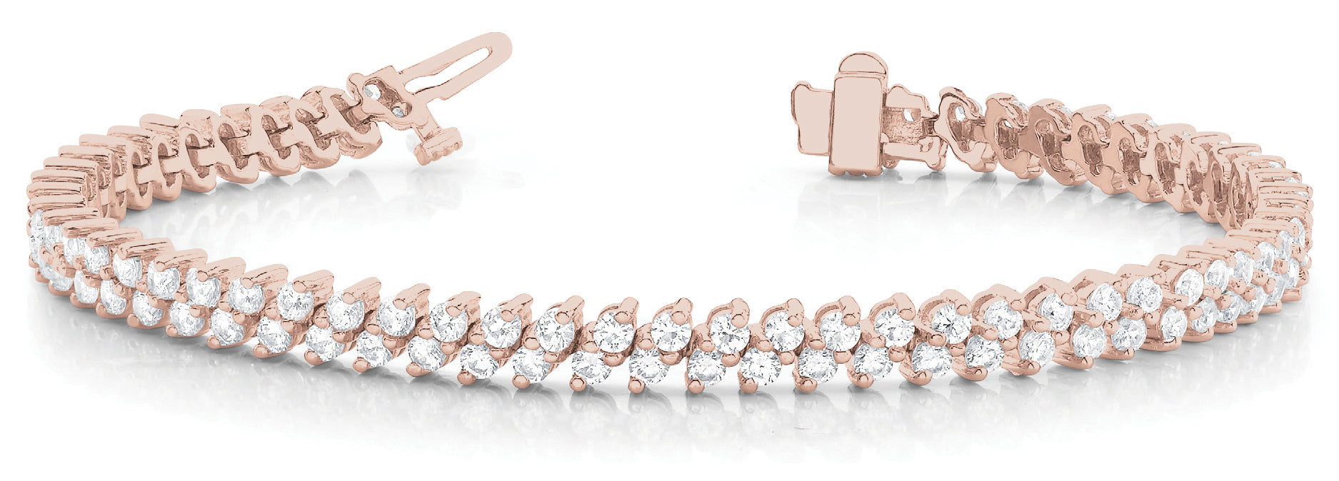 Rose Gold Multi-Row Diamond Tennis Bracelet