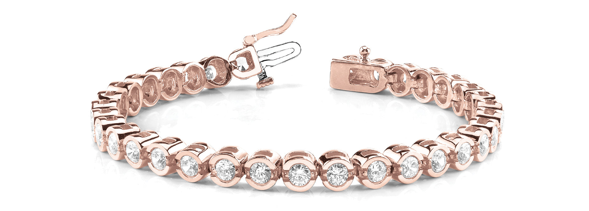 Rose Gold Lab Diamond In Line Bezel Bracelet