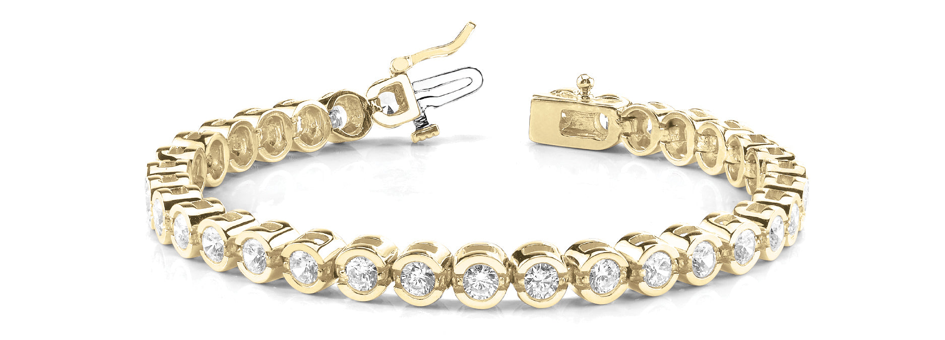 18K Yellow Gold Lab Diamond Bezel Line Bracelet