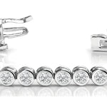 14K White Gold Lab Diamond Bezel Tennis Bracelet