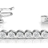14K White Gold Lab Diamond Bezel Tennis Bracelet