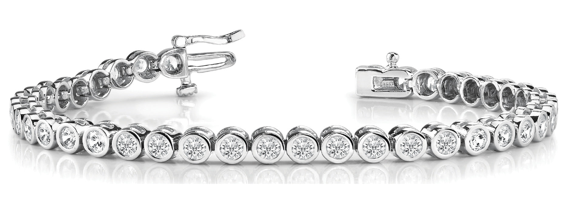 18K White Gold Lab Diamond Bezel Tennis Bracelet