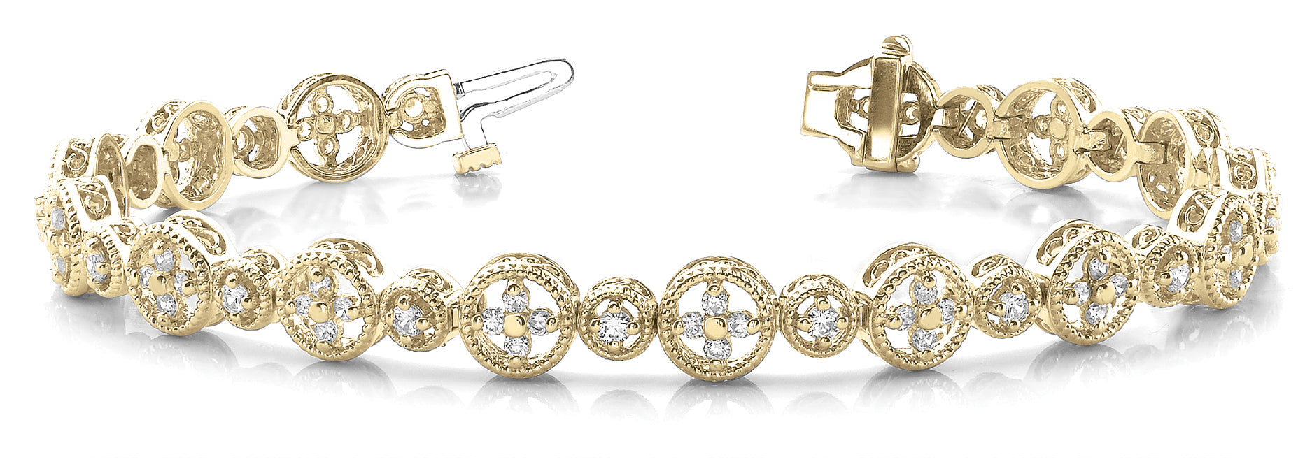 14K Yellow Gold Lab Diamond Vintage Bracelet