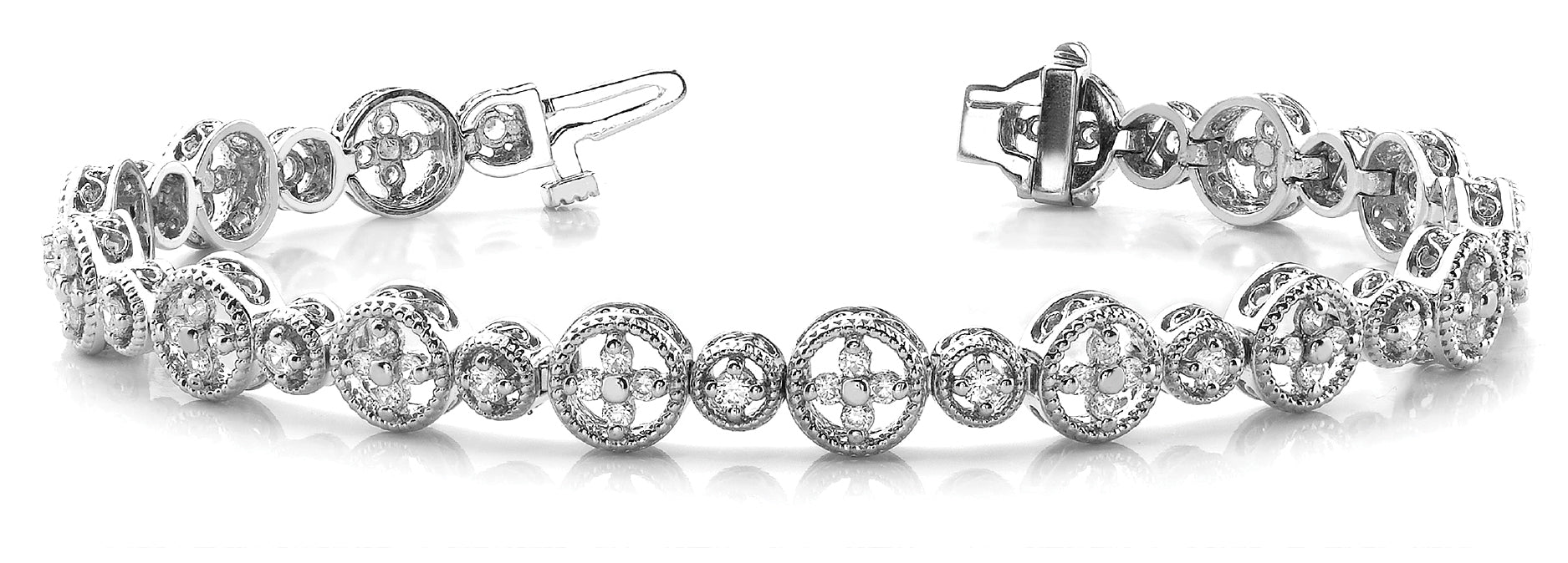 White Platinum Vintage Diamond Tennis Bracelet