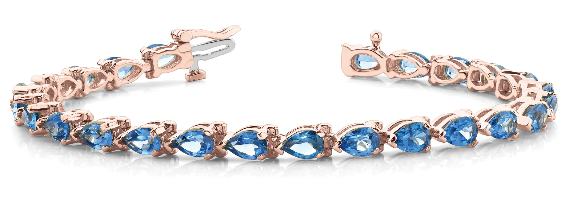 18K Rose Gold Pear Diamond Tennis Bracelet