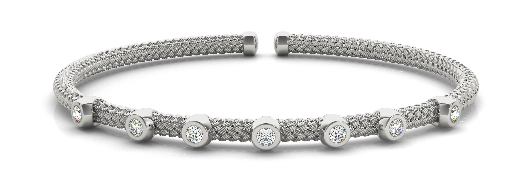 14K White Gold Diamond Italian Bangle Bracelet