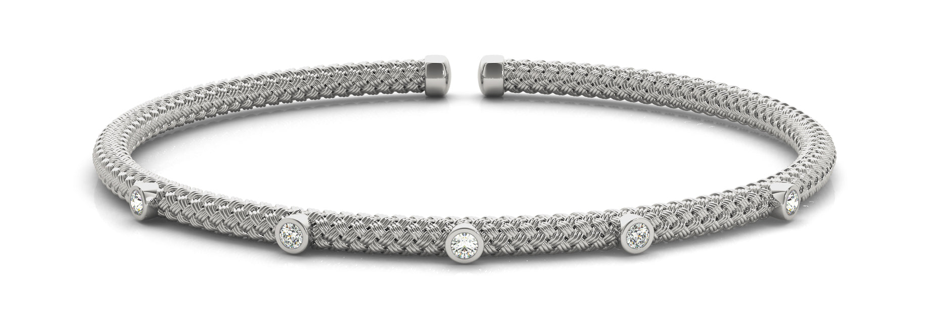 Italian 14K White Gold Diamond Bangle Bracelet