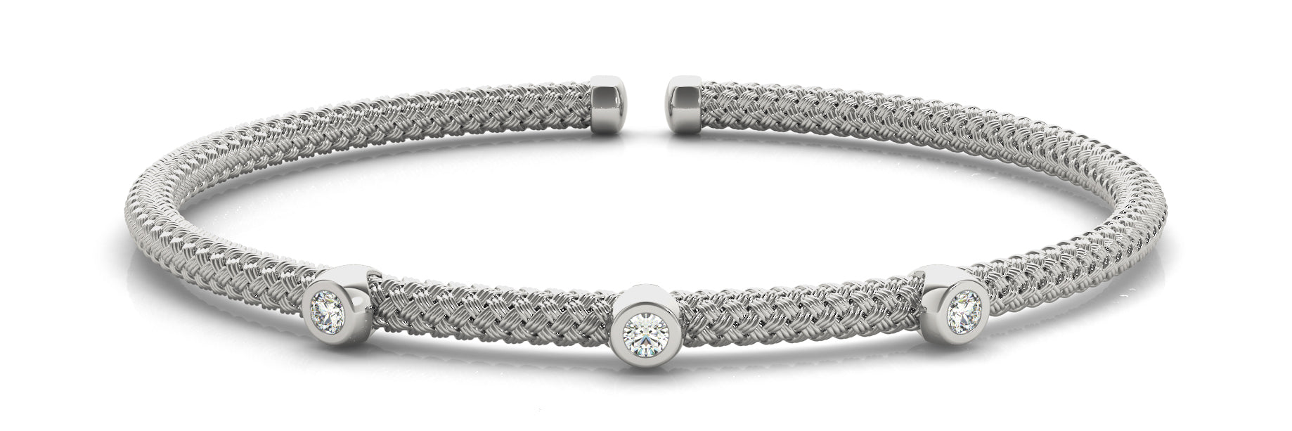 14K White Gold Diamond Italian Bangle