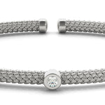 18K White Gold Diamond Italian Bangle
