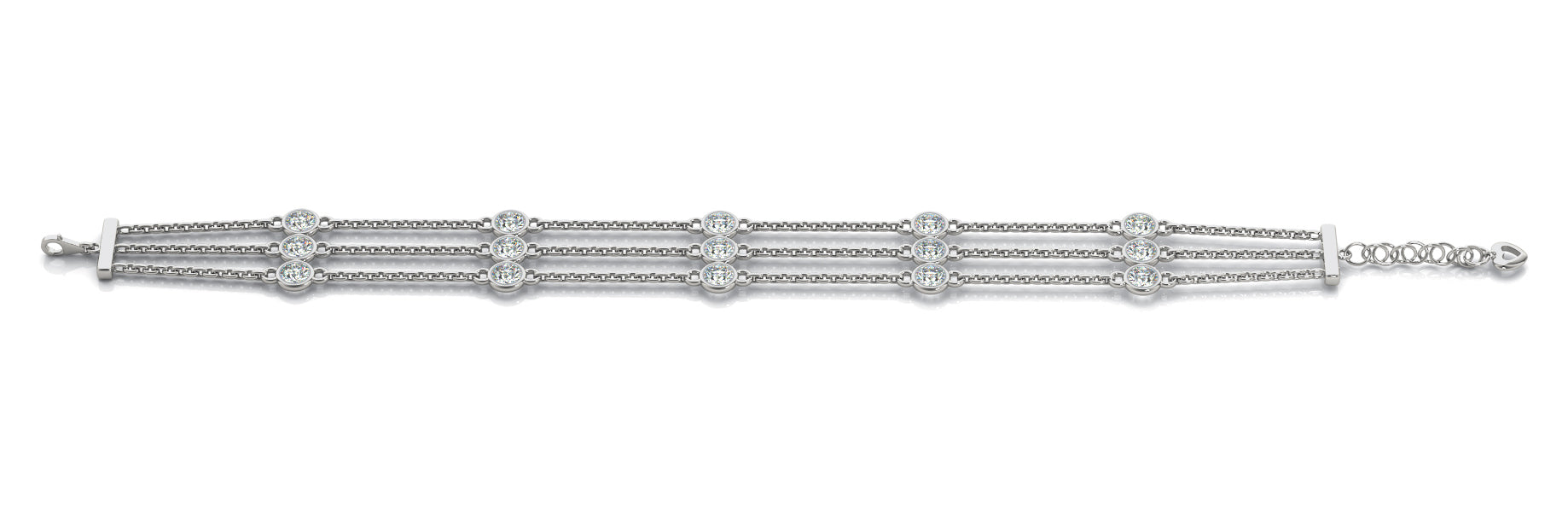 18K White Gold 15-Diamond Chain Bracelet