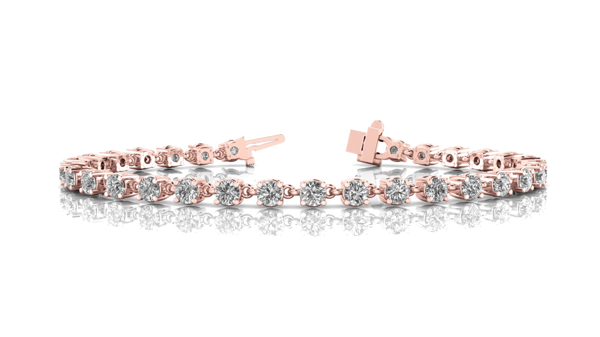 Rose Gold Lab Diamond 4 Prong Tennis Bracelet