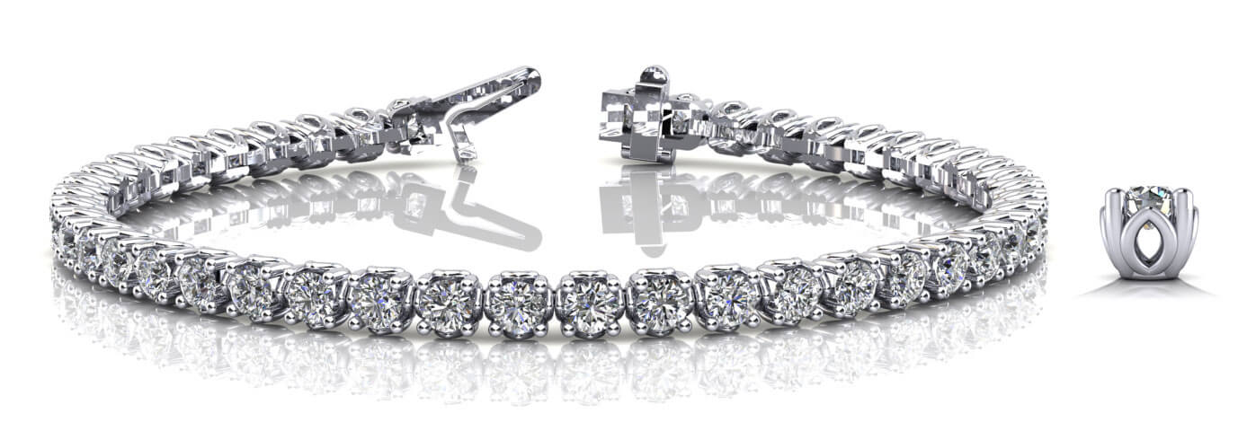 White Platinum 62-Diamond Inline Tennis Bracelet