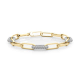 18K Yellow Gold Diamond Paper Clip Bracelet