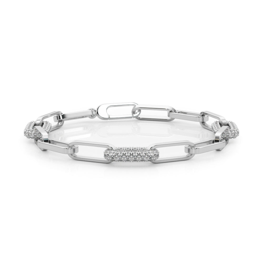 Lab Diamond Paper Clip Chain Bracelet