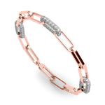 Rose Gold Lab Diamond Paper Clip Chain Bracelet
