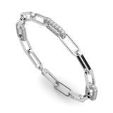 18K White Gold Diamond Paper Clip Bracelet