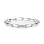 18K White Gold Diamond Paper Clip Bracelet