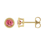 Round Bezel-Set Stud Earrings