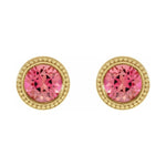 Round Bezel-Set Stud Earrings