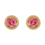Round Bezel-Set Stud Earrings
