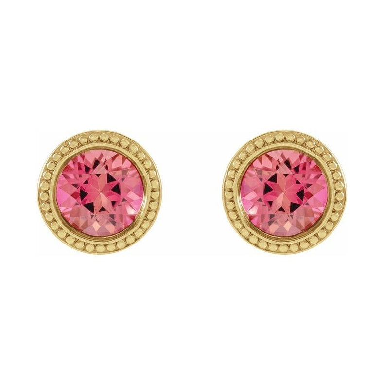 Round Bezel-Set Stud Earrings