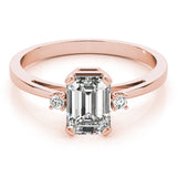 Rose Gold Diamond & Emerald Color Ring