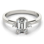 14K White Gold Diamond & Emerald Fashion Ring
