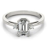14K White Gold Diamond & Emerald Fashion Ring