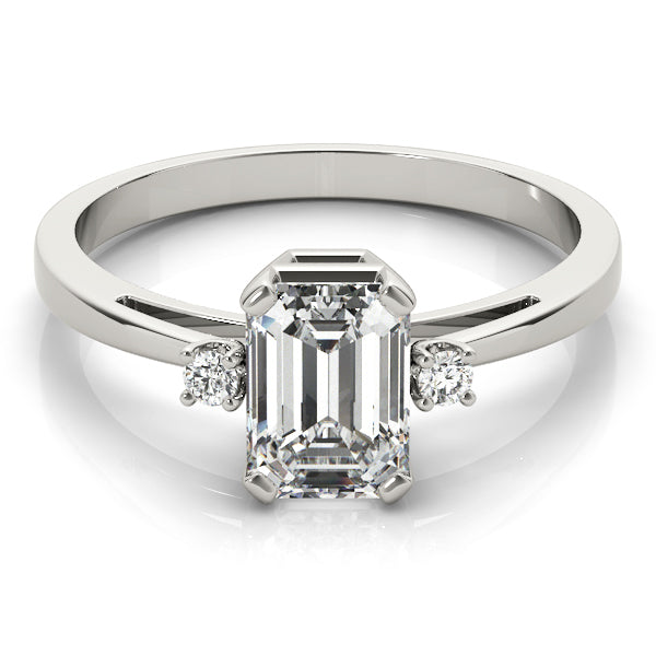 White Platinum Diamond & Emerald Fashion Ring
