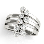 Platinum White Diamond Right Hand Fashion Ring