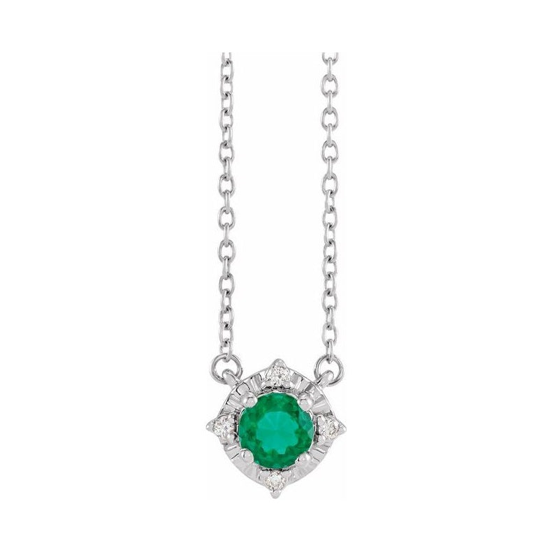 Halo-Style Birthstone Necklace