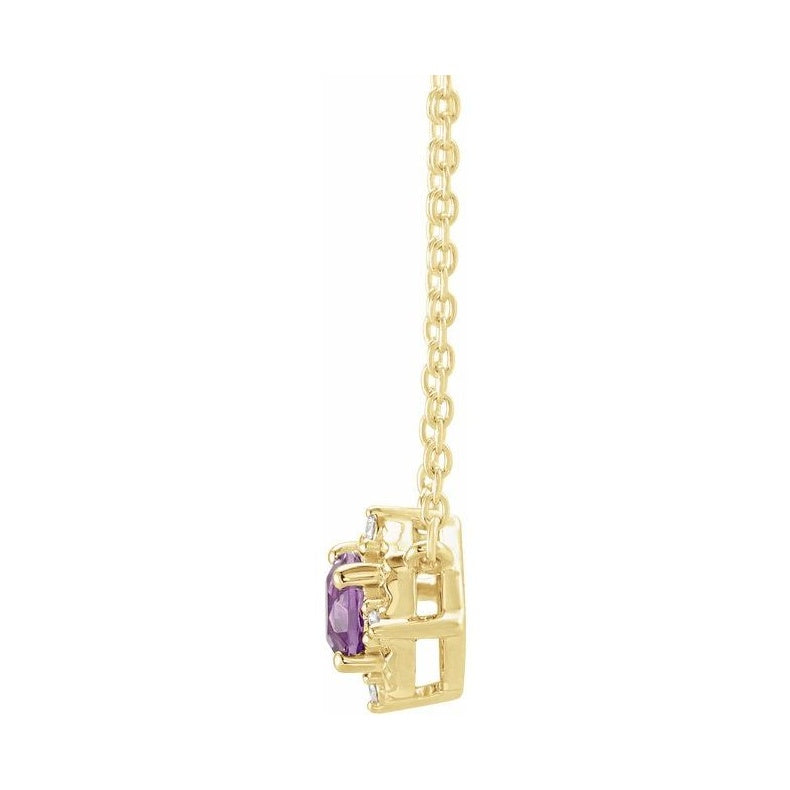 Halo-Style Birthstone Necklace
