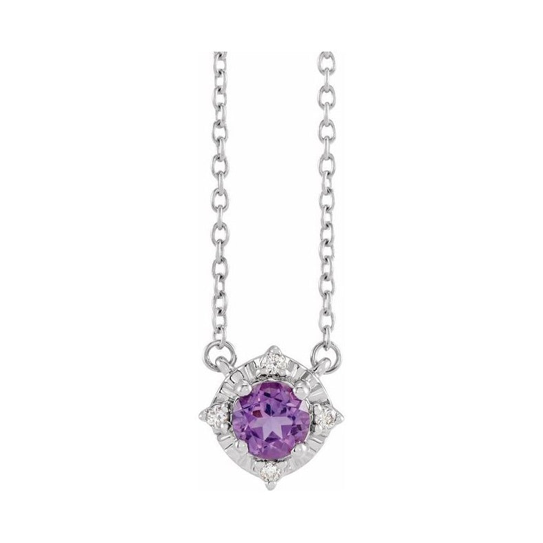 Halo-Style Birthstone Necklace