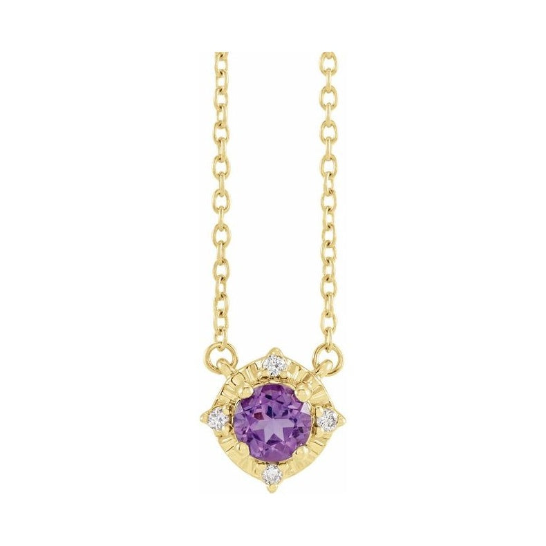 Halo-Style Birthstone Necklace