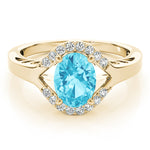 14K Yellow Gold Diamond Oval Statement Ring