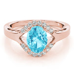 14K Rose Gold Diamond Oval Statement Ring