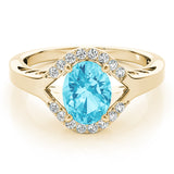 18K Yellow Gold Diamond Oval Statement Ring