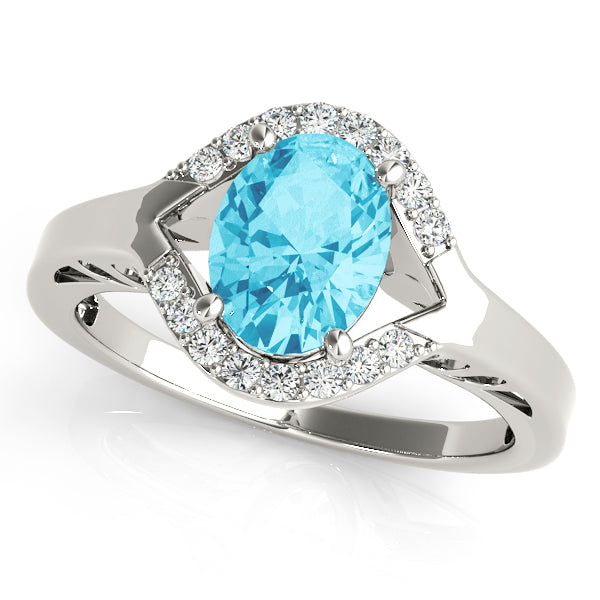White Platinum Oval Diamond Fashion Ring