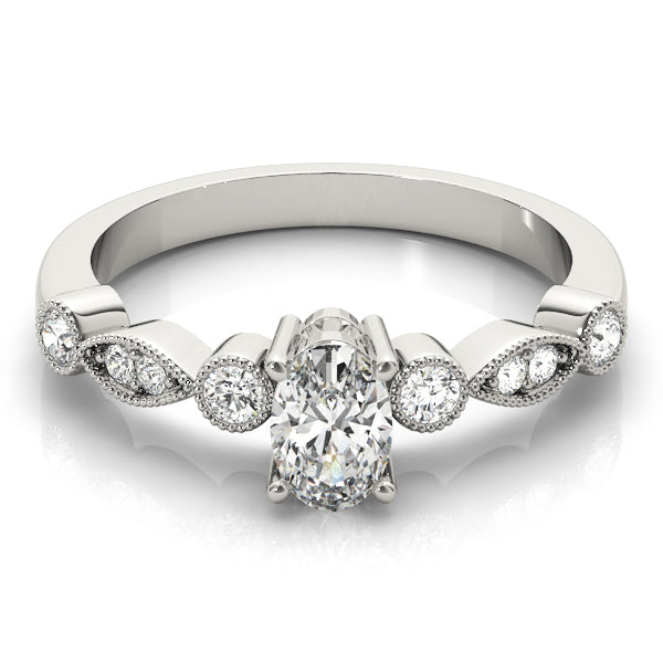 White Gold Lab Diamond Oval Fashion Ring
