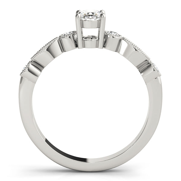 Platinum White Diamond Oval Fashion Ring