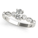 Platinum White Diamond Oval Fashion Ring