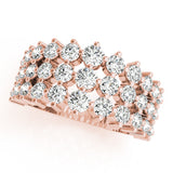 18K Rose Gold 3-Row Lab Diamond Fashion Ring