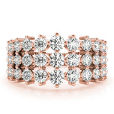 18K Rose Gold 3-Row Lab Diamond Fashion Ring