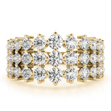 18K Yellow Gold Multi-Row Diamond Fashion Ring