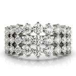 14K White Gold Lab Diamond 3-Row Ring